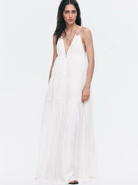 h and m white maxi dress Women's White A-line maxi dress